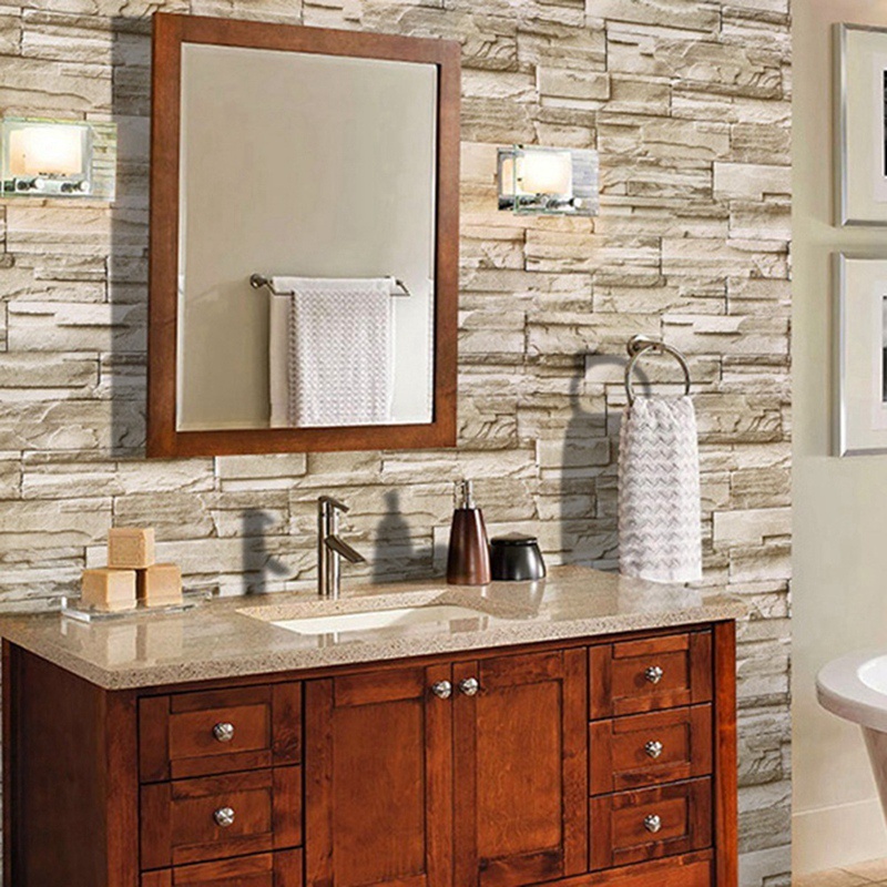 Giấy Dán Tường 6M Họa Tiết Gạch Đá 3D