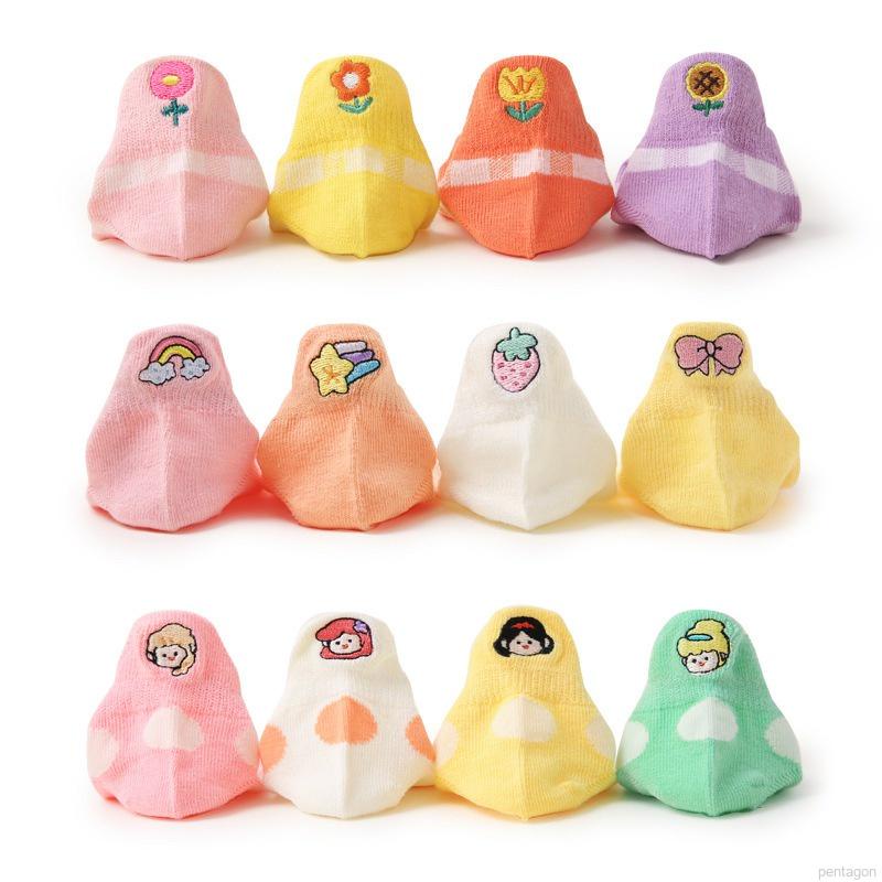 Set 4 Đôi Vớ Cổ Thấp Thêu Họa Tiết Hoạt Hình Thoáng Khí Thời Trang Mùa Hè Cho Bé