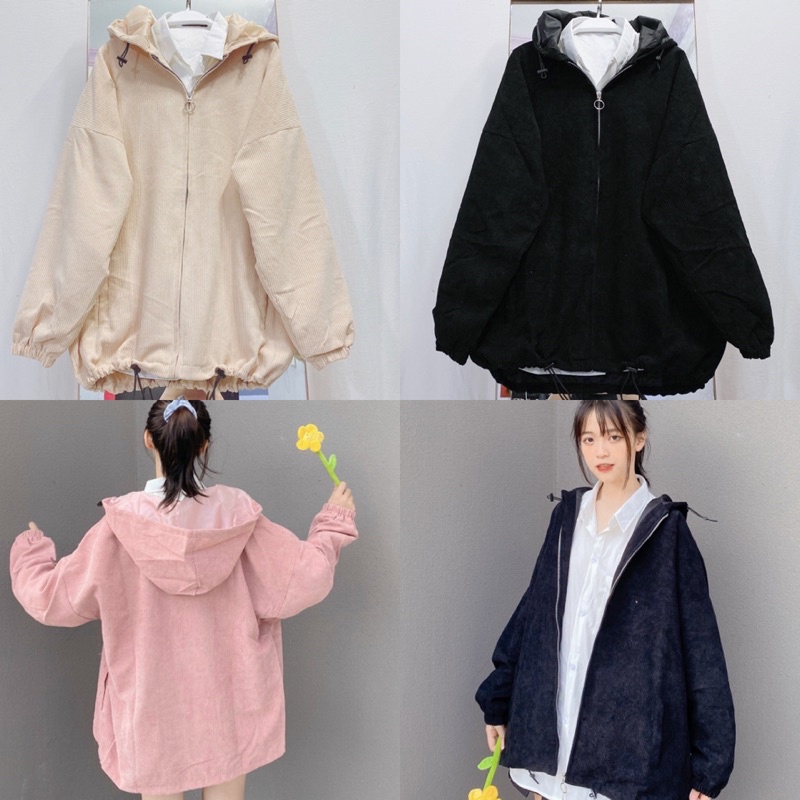 Áo khoác Nhung gân trơn - Form rộng  Nam nữ unisex  Jaystoree