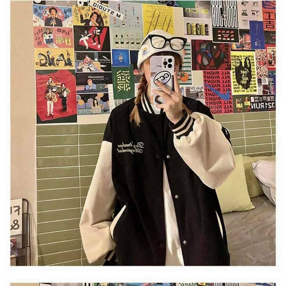 Áo Khoác Nhung Nam Nữ Bomber 2 Lớp Logo Thêu Chữ Tay Phối Chữ D Hàng Cao Cấp CoolStore 443