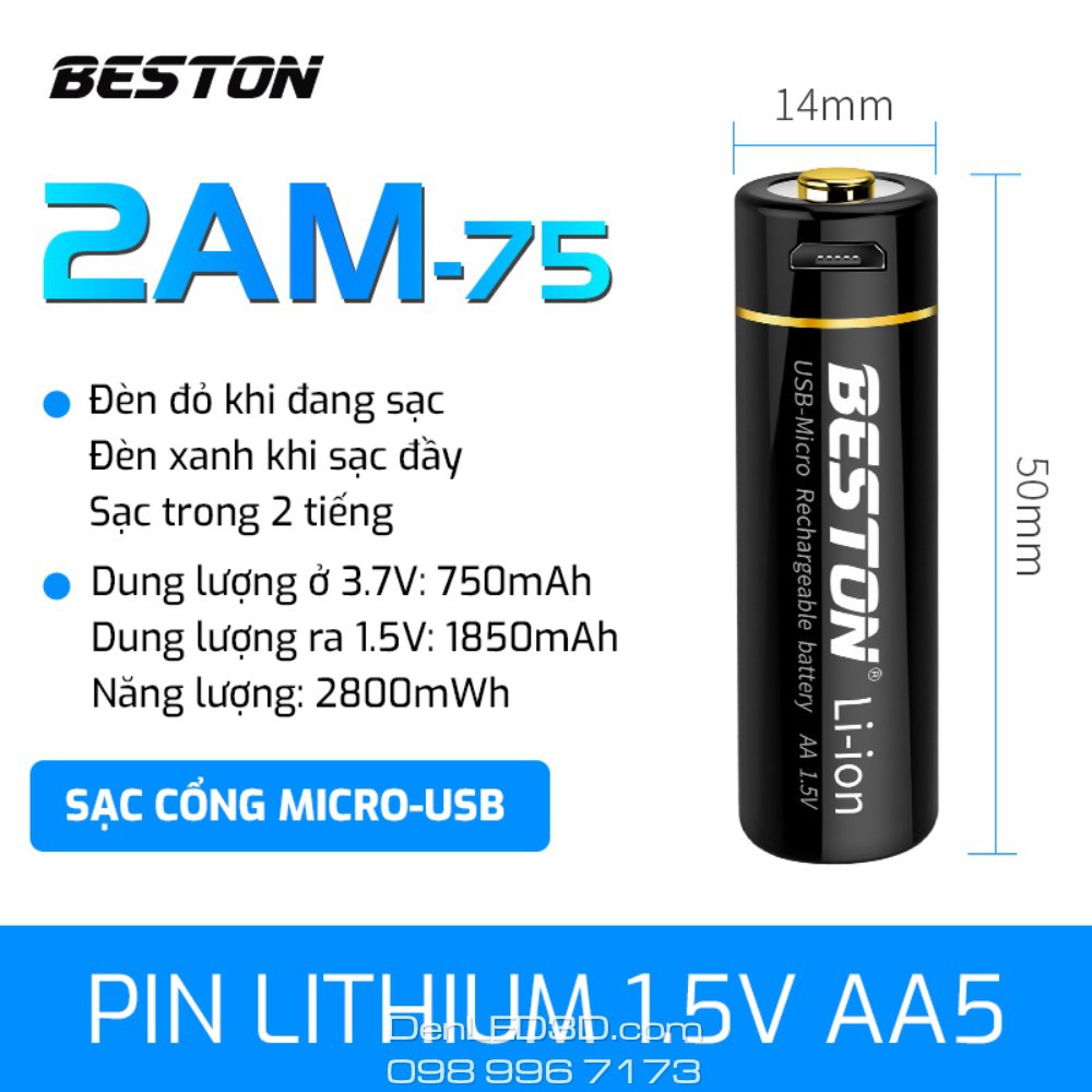 [Chính Hãng BESTON ] Pin AA Lithium-ion 3500mWh 1.5V Cho Karaoke, Đèn Pin, Sạc Nhanh Cổng USB