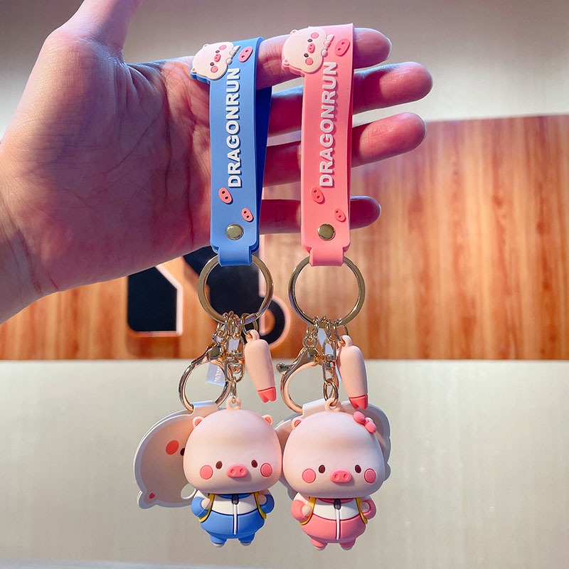 Móc Khóa Nhựa pvc Hình Chú Heo Dễ Thương