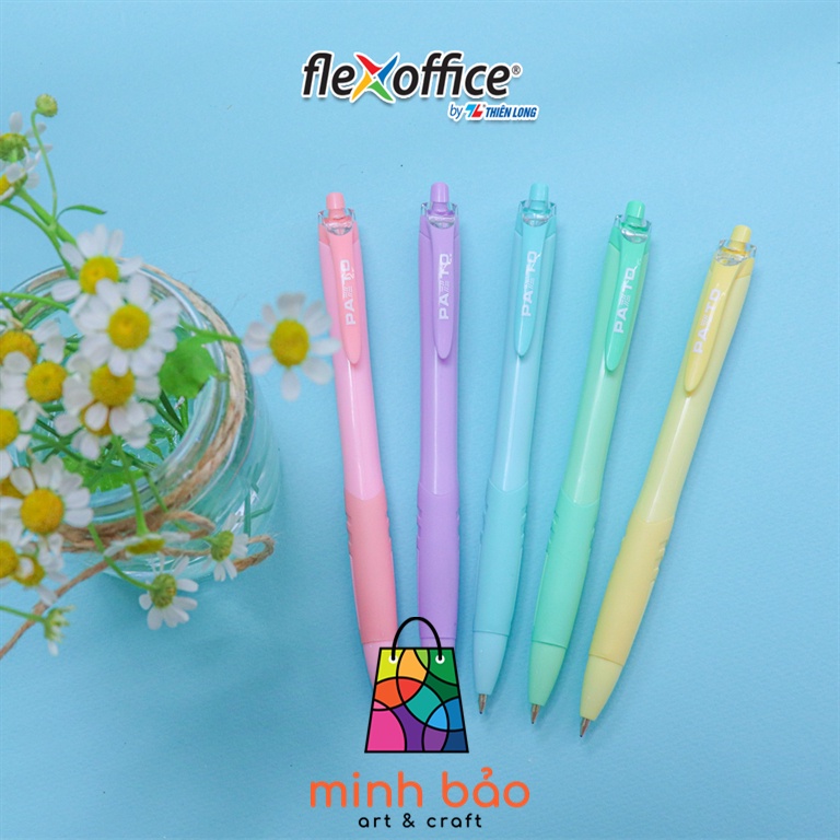 BỘ 5 BÚT GEL B MÀU PASTEL THIÊN LONG FLEXOFFICE PAZTO FO-GELB039/VN - MỰC XANH (5 CÂY), 0.6MM