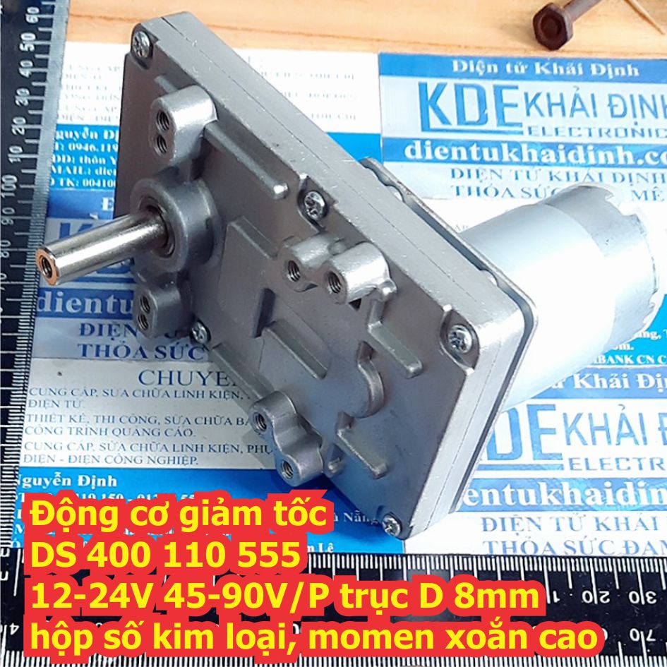 Động cơ giảm tốc RS-555 12-24V 10-40V/P trục D 8mm hộp số kim loại, momen xoắn cao kde4976