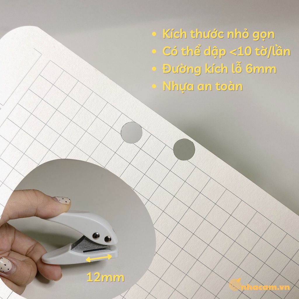 Dụng Cụ Bấm Dập Lỗ Giấy Deli Cho Planner Nhà Cam