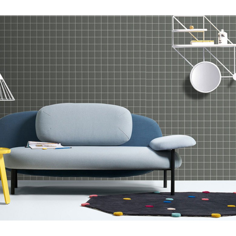 1 mét decal giấy dán tường ô kẻ nhỏ xám khổ 45cm keo sẵn bóc dán