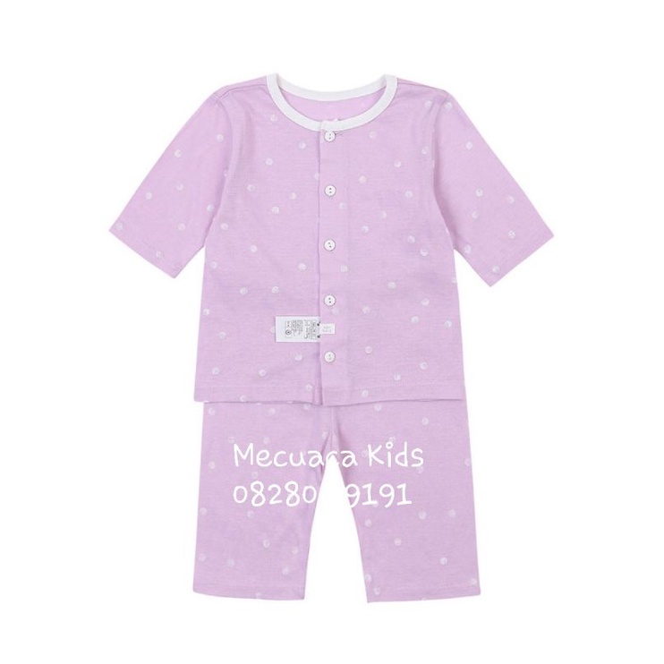 Bộ lửng tay lỡ cotton giấy Agabang hai màu trắng, tím xuất Hàn dư xịn cho bé trai bé gái