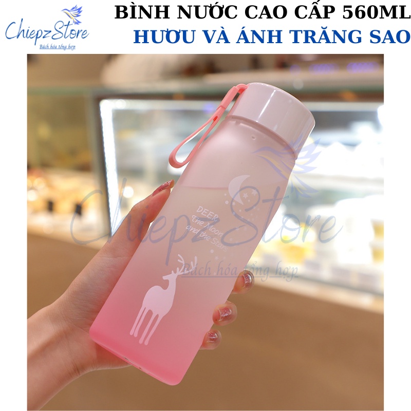Bình nước Hươu và Ánh Trăng Sao - Bình đựng nước cao cấp 560ml - BPA free