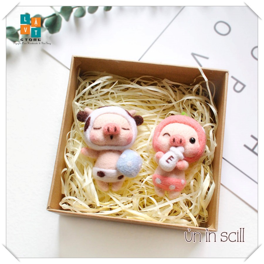 [FREESHIP TỪ 50K] KIT LEN CHỌC ỦN ỈN SCILL - Needle Felting Pig - Handmade, Quà Tặng, DIYS