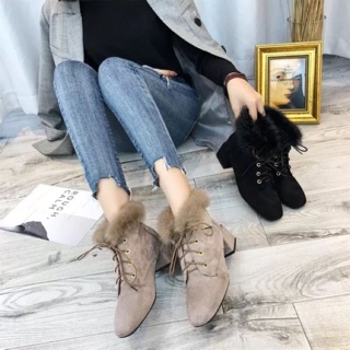 Giày bốt lông đan dây cao cổ cá tính siêu đẹp giá rẻ boot
