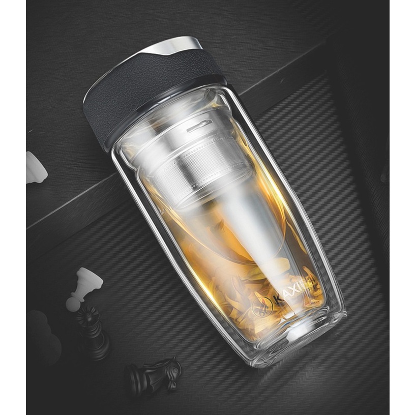 Bình pha trà, ly pha trà, cà phê thủy tinh có lỗi lọc inox 304 cao cấp 350ml Kaxifei
