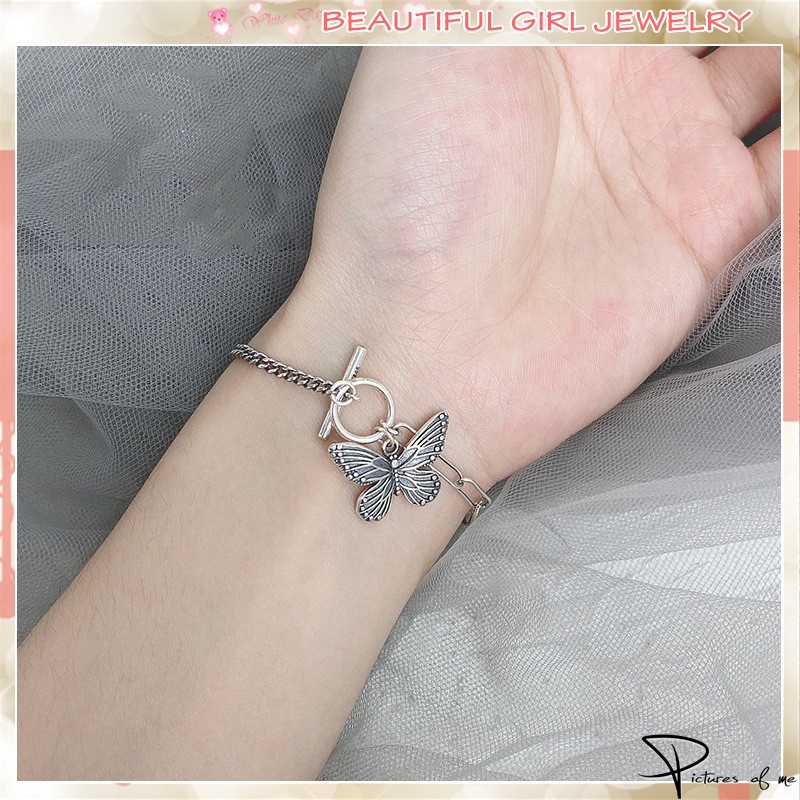 OT Vòng Tay Kim Loại Mặt Hình Bướm Phong Cách Retro