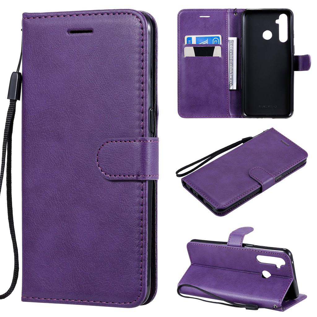 Bao da điện thoại màu trơn cho OPPO REALME 3 5 PRO C2 A1K | BigBuy360 - bigbuy360.vn