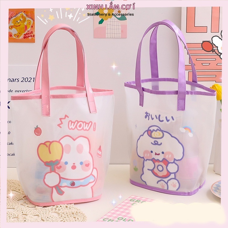 Túi tote bằng nhựa PVC, túi mua sắm chống nước hình siêu dế thương [Xinh Lắm Cơ Í]