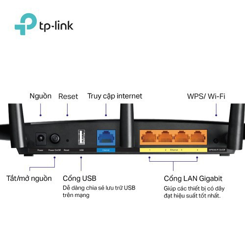 TP-Link AC 1900Mbps Bộ phát Wi-Fi MU MIMO Hiệu suất mạnh mẽ - Archer A9 - Hàng Chính Hãng