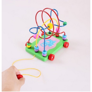 Xe Kéo Luồn Hạt Bằng Gỗ - Đồ Chơi Gỗ Montessori Phát Triển Kỹ Năng Cho Bé