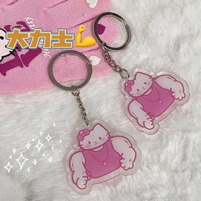 Móc khóa hình nhân vật Macho Melody Kuromi Cinnamon Sanrio luyện tập cơ bắp