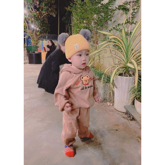 Bộ Thu Đông Hoodie Mũ Dài Tay Chất Nỉ Lót Bông Trẻ Em Dành Cho Bé Trai Bé Gái Chaarlie Kids