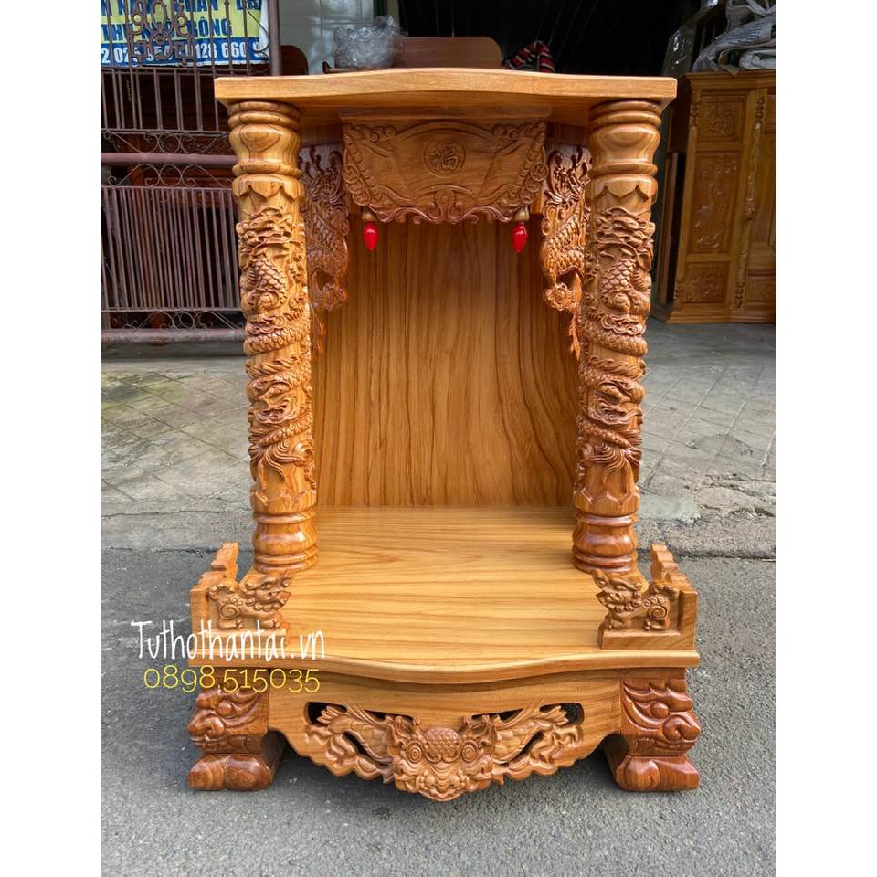 Bàn thờ thần tài ông địa gỗ gõ đỏ 60 x 60 x 88cm ( Hàng Loại 1 ) - TUTHOTHANTAI.VN