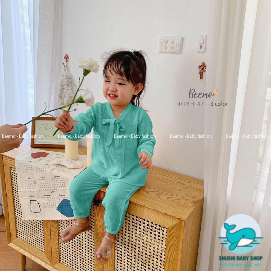 Bộ Đũi Bé Gái Cổ Nơ Nhiều Màu Beemo