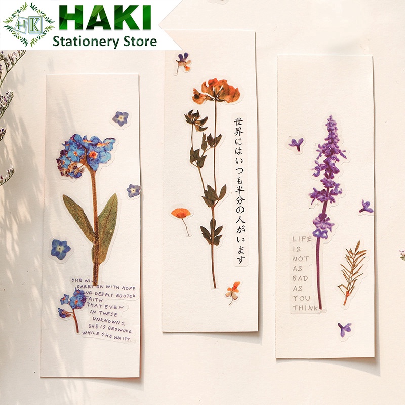 Hình dán sticker cute hoa lá HAKI trang trí sổ dễ thương đáng yêu dụng cụ văn phòng phẩm ST46