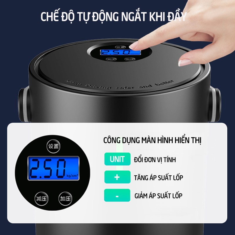 Máy bơm lốp,bánh xe không dây,sạc điện,dành cho xe hơi màn hình LED hiển thị đồng hồ đo áp suất,tẩu nguồn 12V_A05