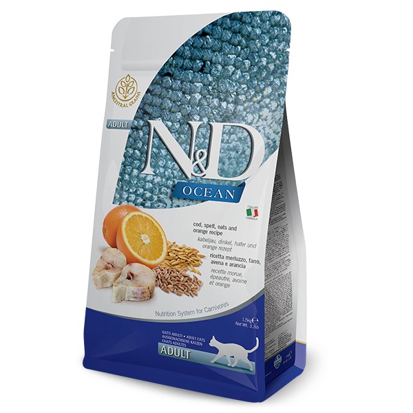 2[GIAO NHANH HN] Farmina N&amp;D Ocean Cá và cam cho mèo trưởng thành 1.5kg