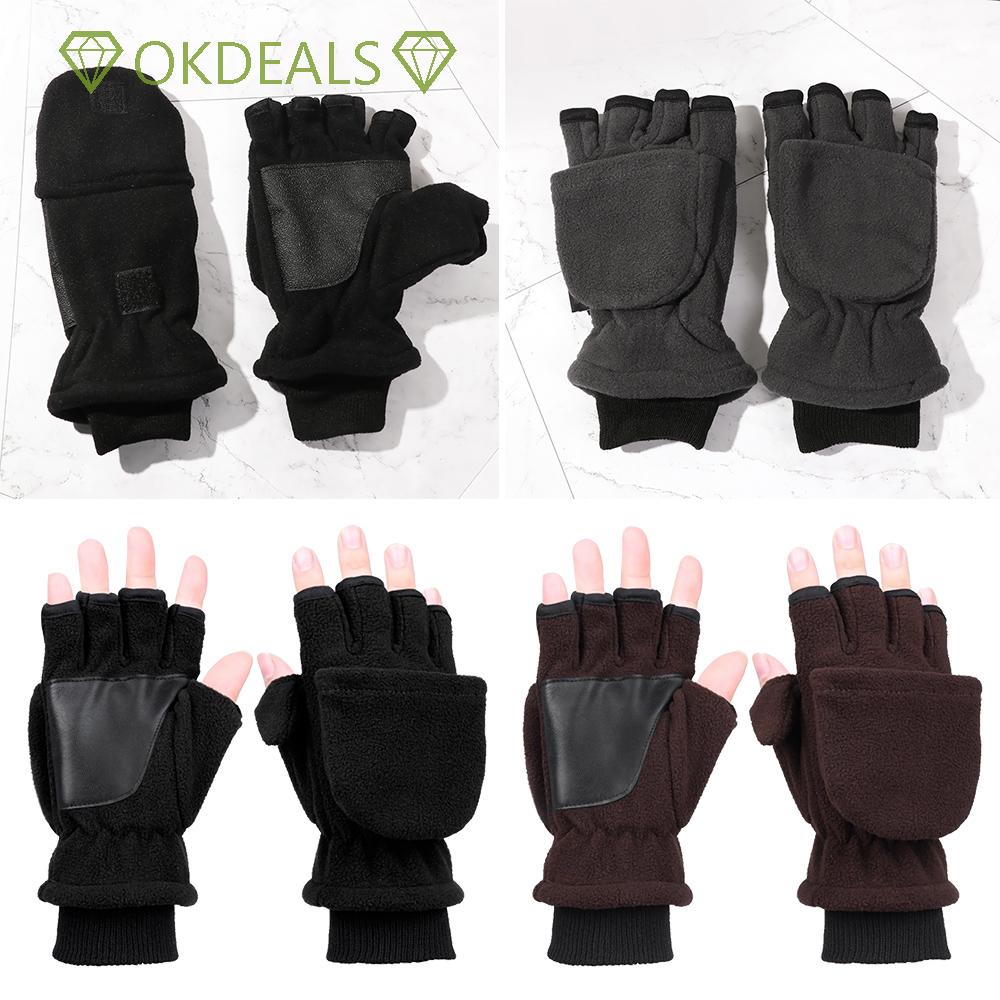Găng tay thể thao hở ngón dày dặn ấm áp mùa đông có thể chạm được màn hình cảm ứng dành cho nam và nữ