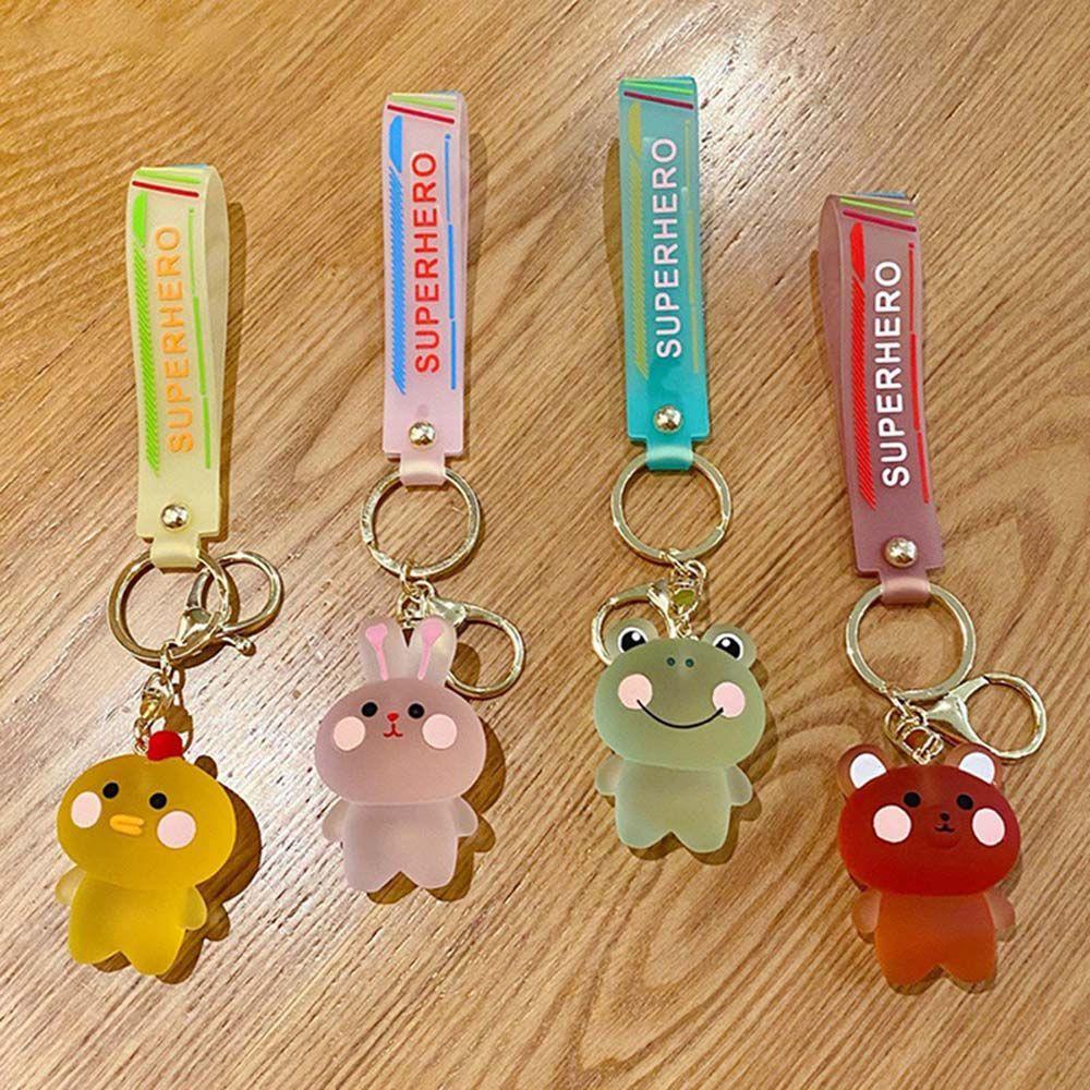 Móc Chìa Khóa Bằng Nhựa Trong Suốt Hình Động Vật Nhiều Màu Dễ Thương
