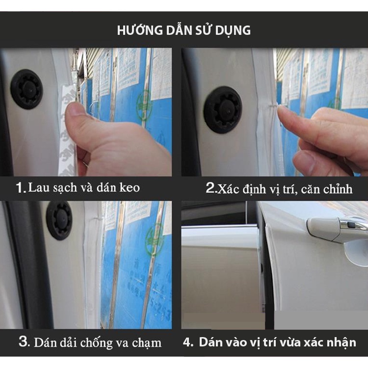 Bộ 8 Chi Tiết Nhựa PVC Dán Ốp Bảo Vệ Chống Va Đập Trầy Xước Cửa Xe Ô Tô Cao Cấp