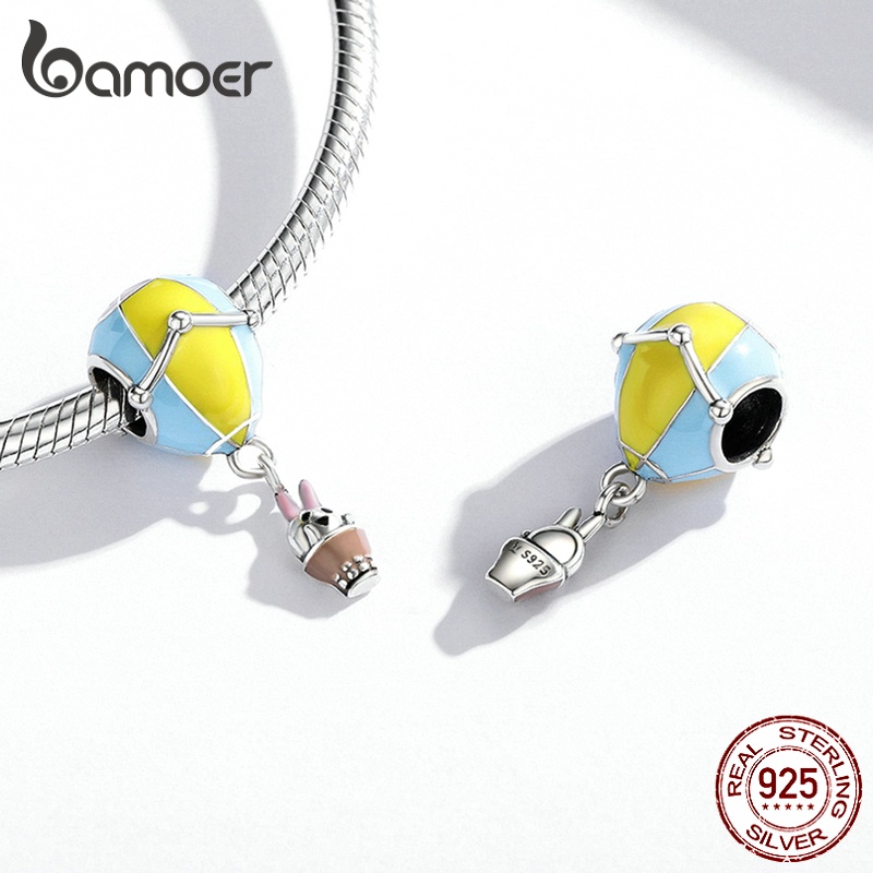 Hạt trang sức Bamoer BSC544 hình khinh khí cầu lỗ 4.5mm dùng làm vòng tay DIY