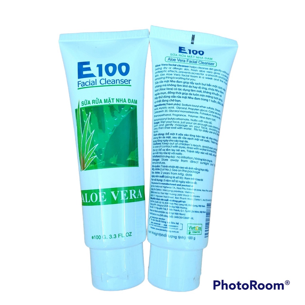Sữa Rửa Mặt E100 100g - 80g - Nghệ - Bò - Nha Đam Cho Làn Da Sạch Và Sáng Mịn