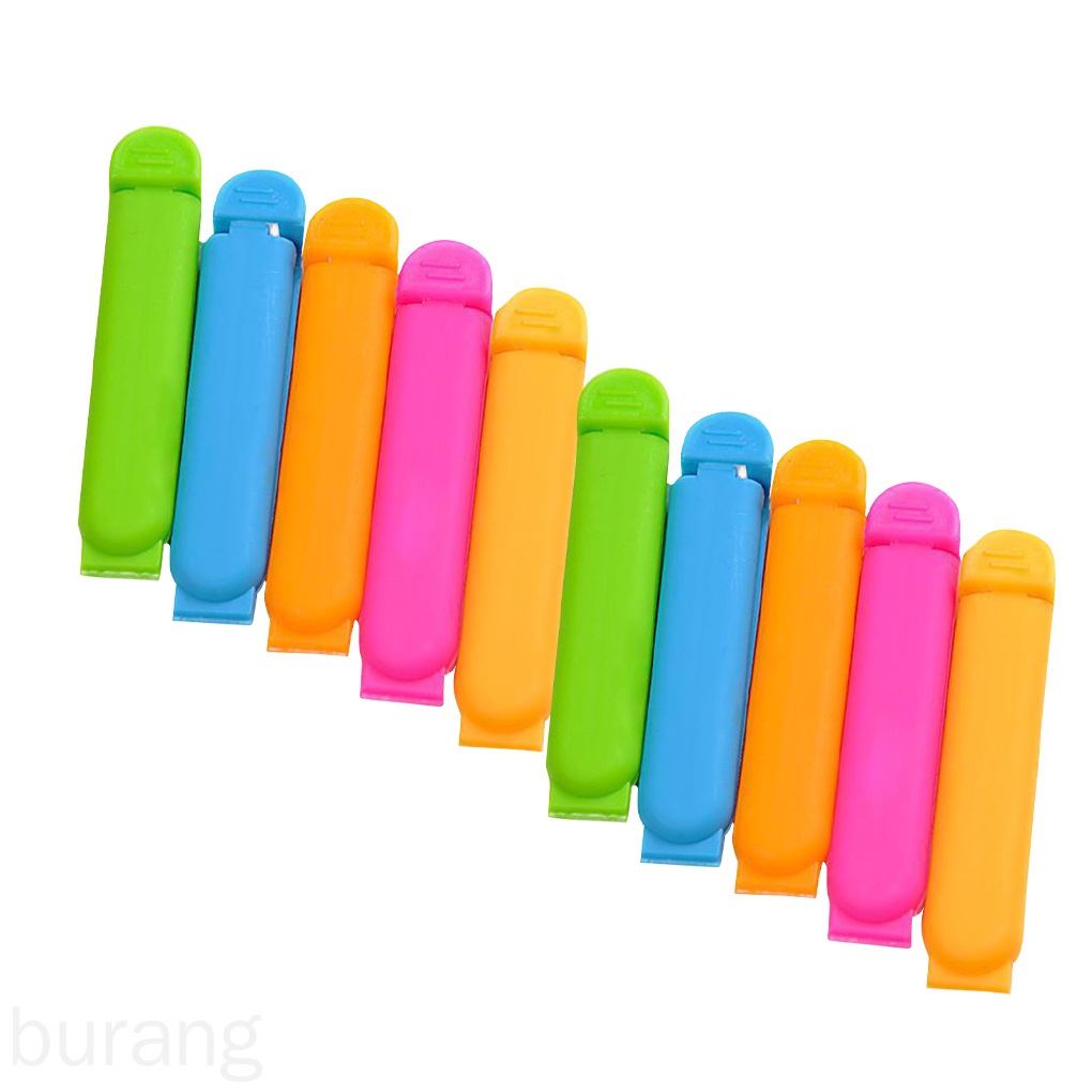 Bộ 10 cái kẹp niêm phong miệng túi bằng nhựa màu ngẫu nhiên