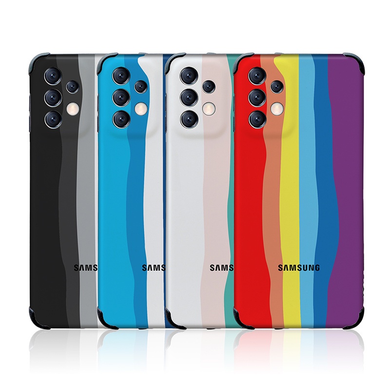 Original Rainbow Color Case Samsung Galaxy A73 A53 A33 A23 A13 A12 5G 4G Gradient Brand Silicone Cover