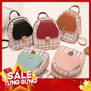 Balo mini 2 kiểu đeo thời trang nữ giá rẻ đi học đi chơi kiểu sọc phối màu nắp xinh xắn KDR - BL363 Kodoros