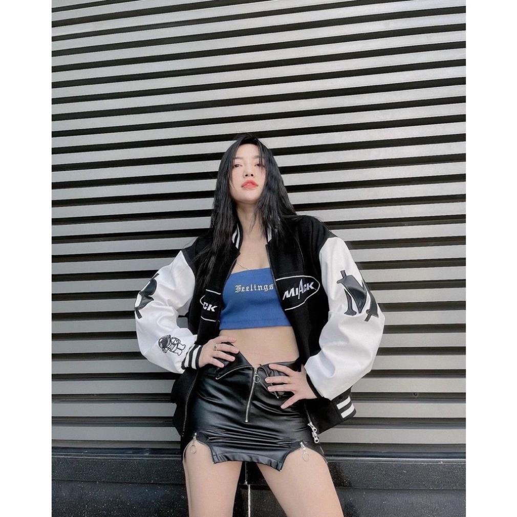 Áo khoác dù Bomber Phối Màu BLACK Áo khoác unisex Cổ Bo Dệt Unisex Nam Nữ Ulzzang Của SixK Store Unisex