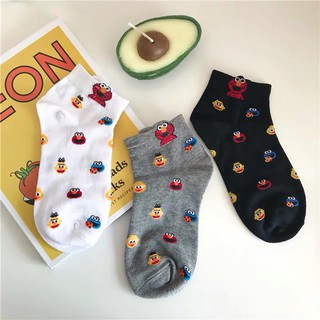 【24h delivery】W&G Simple personality wacky cartoon Sesame Street Elmo students cotton socks socks socks with cute girl socks