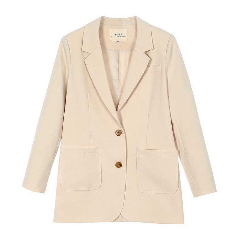 [F &amp; Xss] Áo Khoác Dáng Rộng Màu Be Phong Cách Anh Quốc Thời Trang Xuân Thu 2022 Cho Nữ