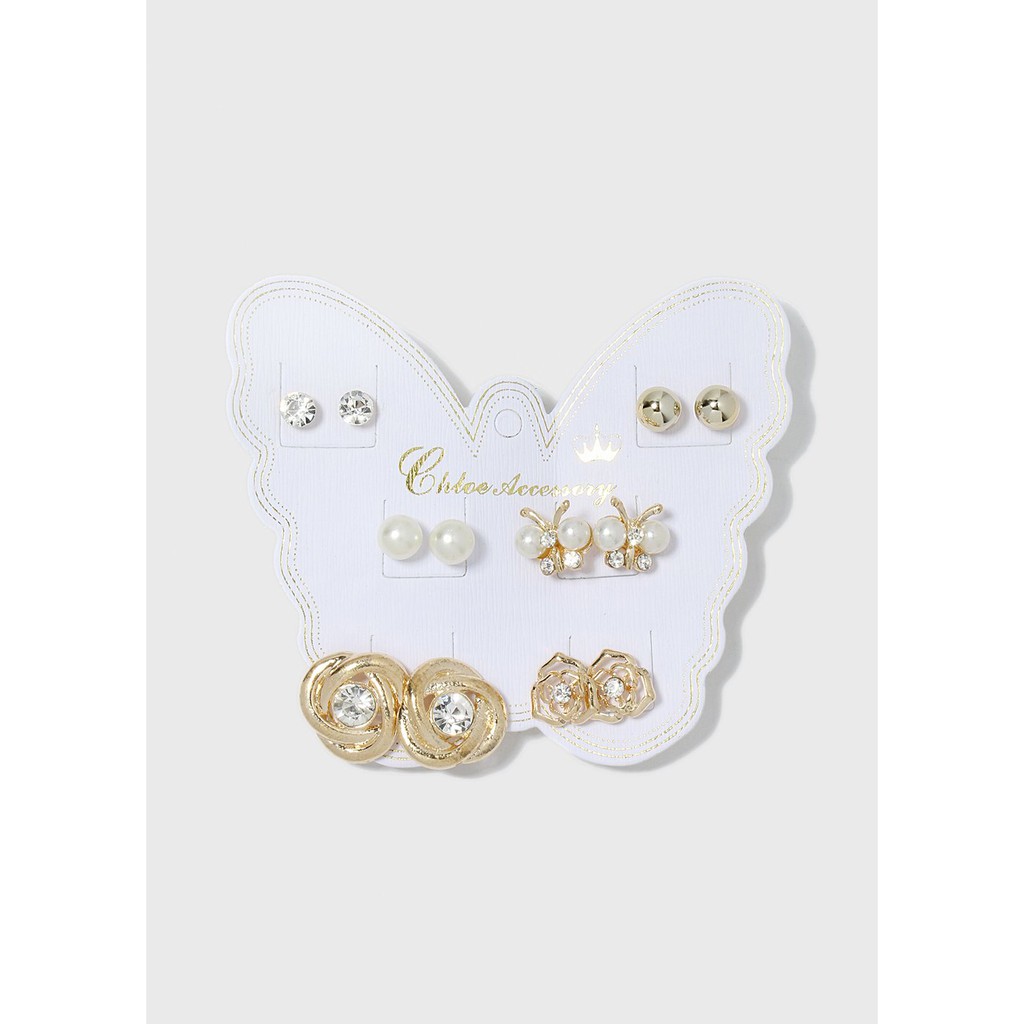 BỘ 6 ĐÔI BÔNG TAI SHOP MISS A 6 Pair Butterfly & Knot Stud Set