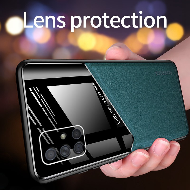 Ốp điện thoại PC + Da PU + silicon mềm từ tính gắn kính xe hơi thích hợp cho Samsung Galaxy A51 A71 4G 5G A71 A51