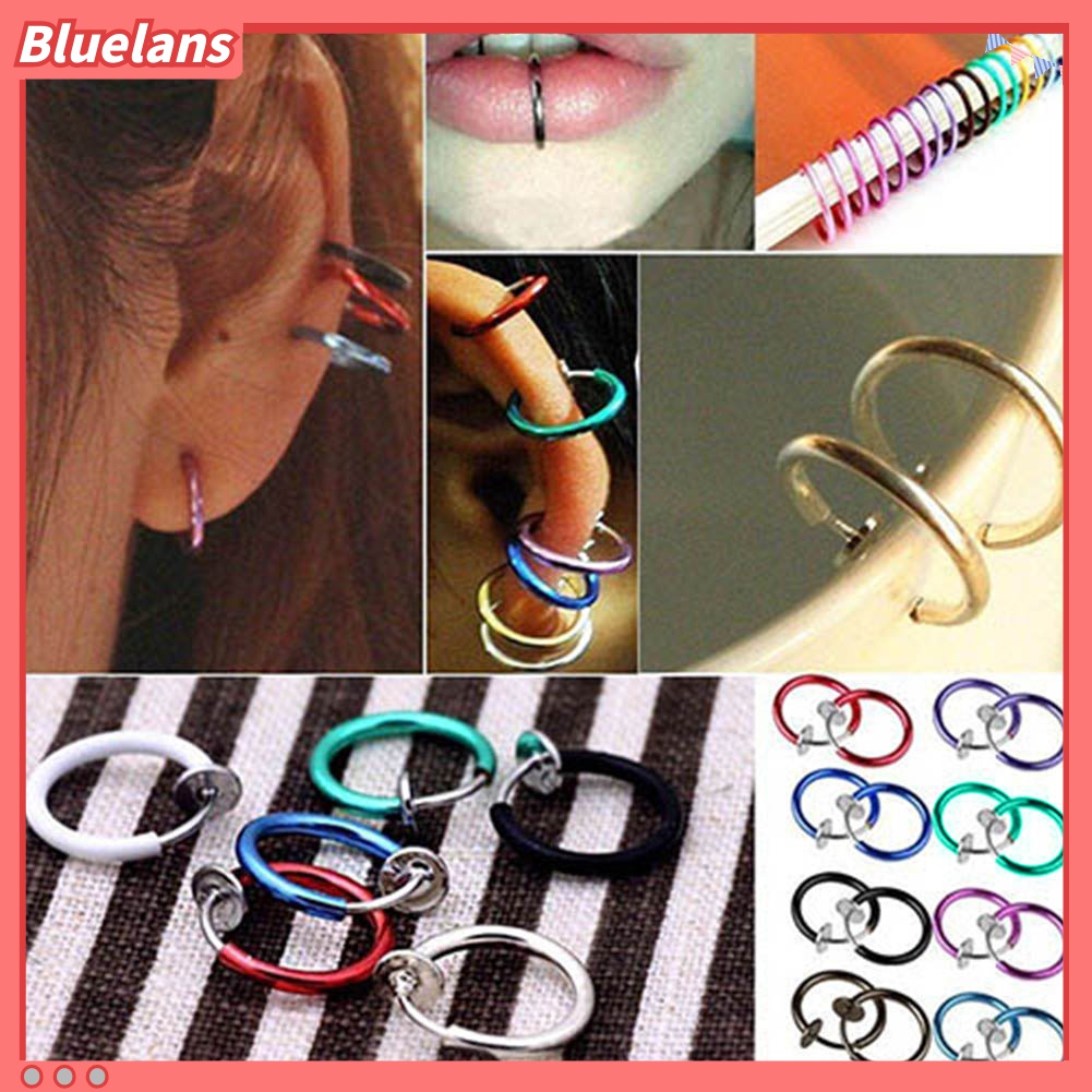 Set 2 Khuyên Mũi Giả Kẹp Lò Xo Không Xỏ Lỗ 48h Thời Trang Unisex