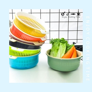 Rổ kèm thau rửa rau củ quả 2 lớp tiện dụng size nhỏ 16.6x7.5cm