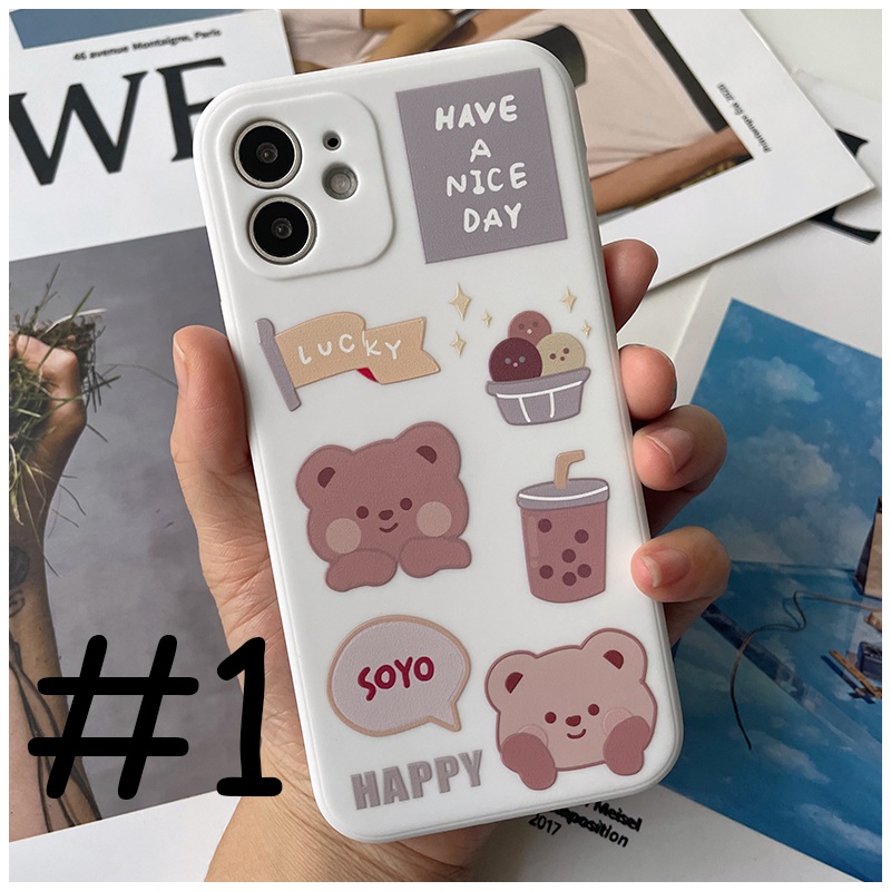 FOR OPPO A76 A36 A55 A94 A74 A54 A16 A15 A15S A53 A33 A52 A92 A12 A91 A31 F11 F9 A5S A7 A5 A9 2020 PRO Realme C1 C11 C12 C15 C17 C21 C25 C21Y 8 7 7i 6 6i 5 5S 5i RENO 2F 3 4 4F 5 5F 6 6Z  Happy bear TPU soft case