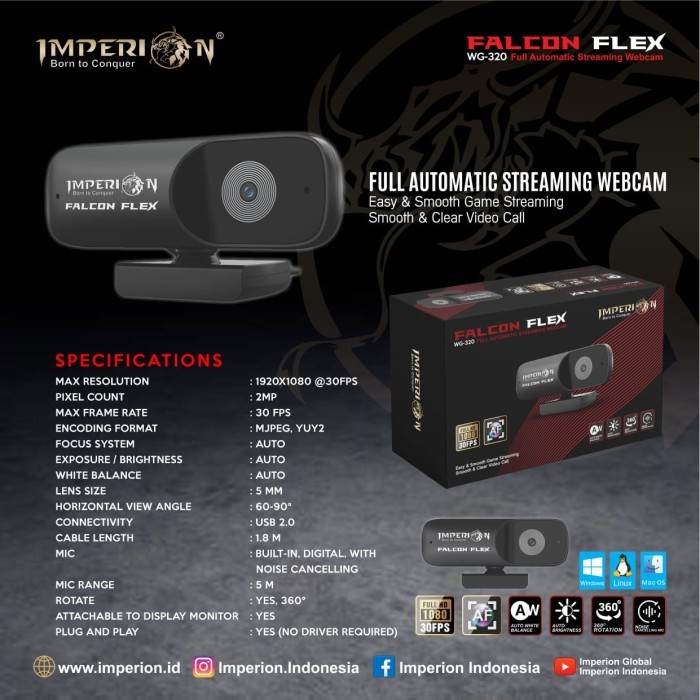Webcam Falcon Linh Hoạt Wg-320 30fps 1080p | BigBuy360 - bigbuy360.vn