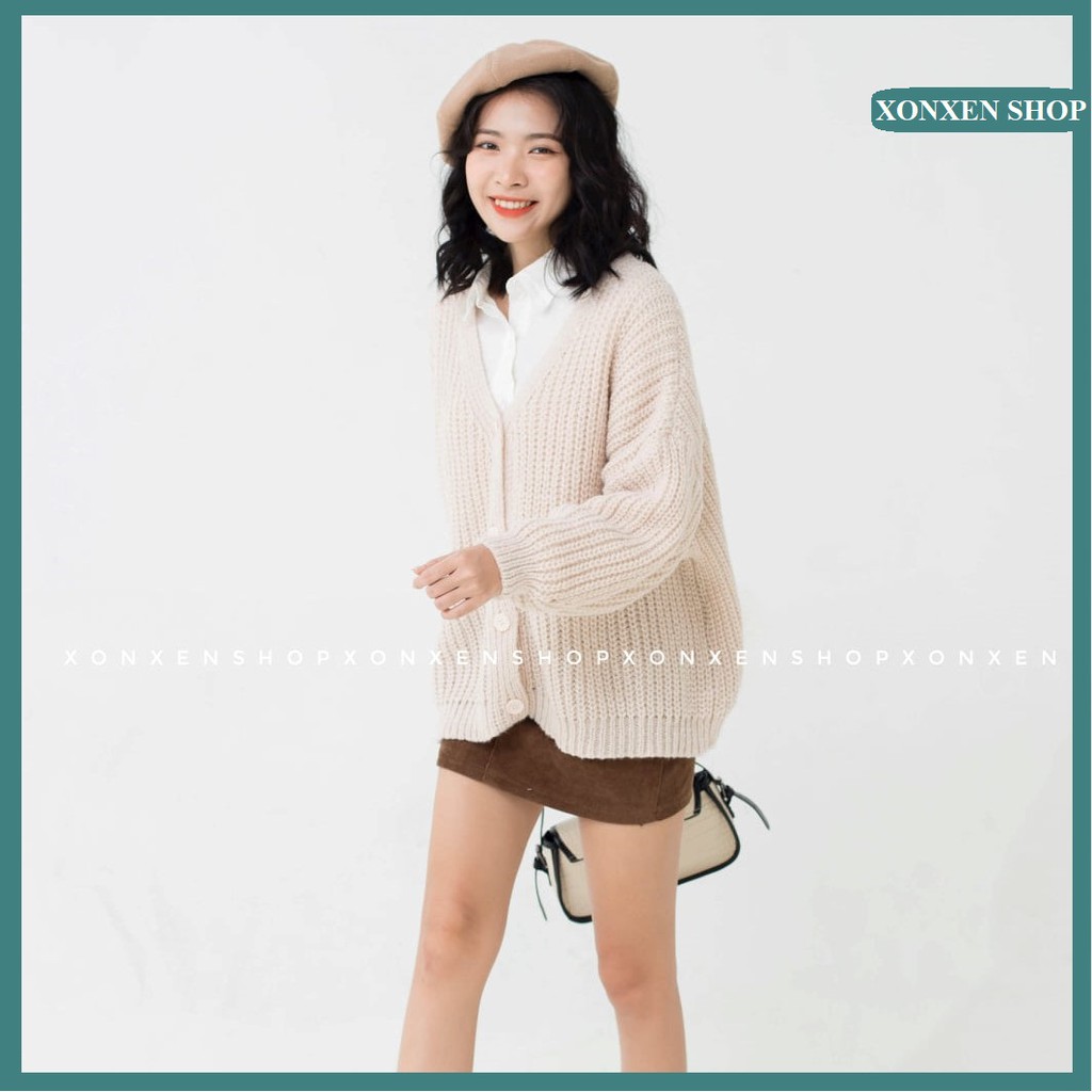 Áo khoác len nữ Áo cardigan len sợi tay phồng thời trang XONXEN SHOP HUẾ freesize mã 2256