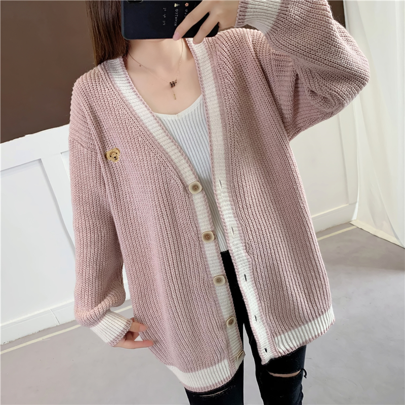 SUXI Áo Khoác Cardigan Dệt Kim Dáng Rộng Cổ Chữ V Thời Trang Thu Đông Hàn Quốc Dành Cho Nữ