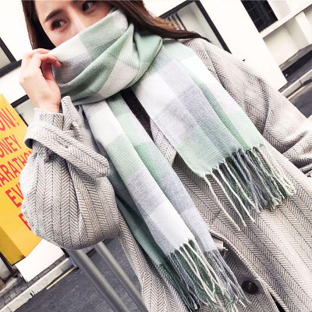 Khăn Choàng Cổ Vải Cashmere Họa Tiết Sọc Caro Ấm Áp Cho Nữ