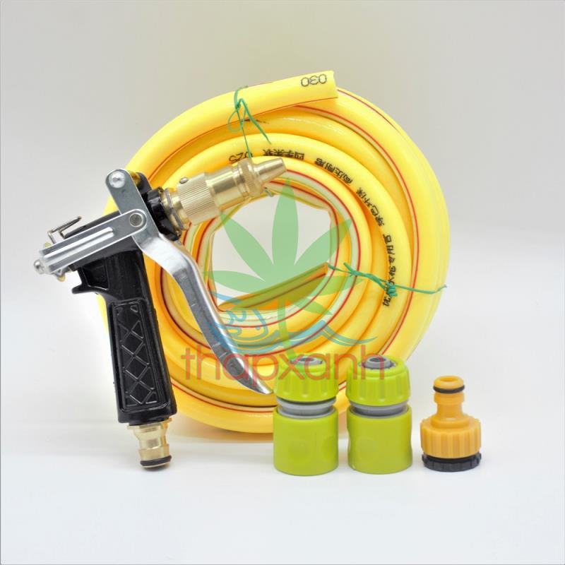 Bộ vòi xịt nước tưới cây, Rửa xe BDT-5214 Vòi đồng 5 trong 1 + 15m dây 16mm