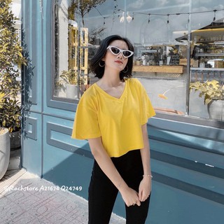 Áo Croptop cổ tim - Áo cộc nữ cổ tim basic thời trang nữ Anna