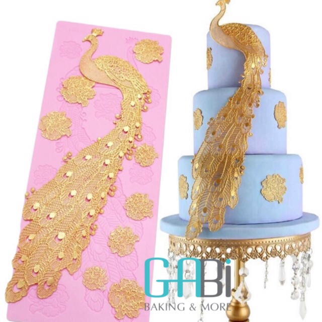 Khuôn silicon fondant ren hình con công